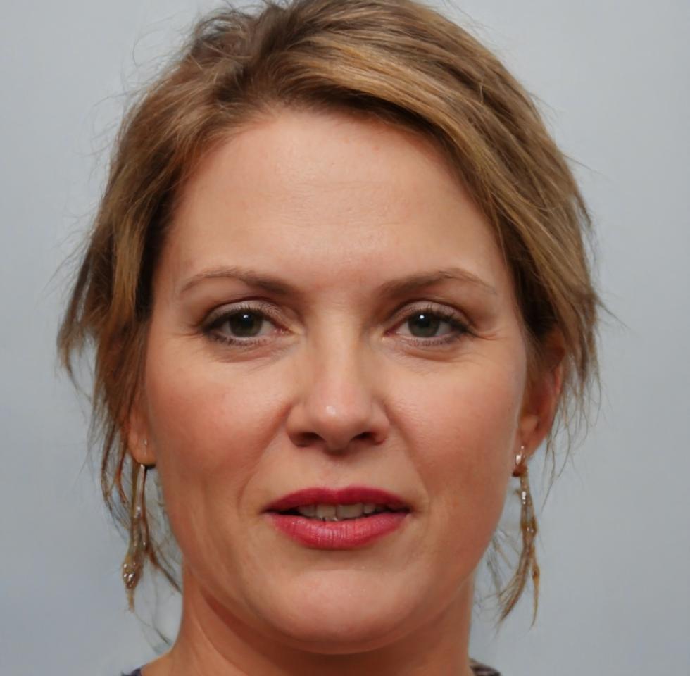 Thalia Pembroke reviewing financial documents at her desk